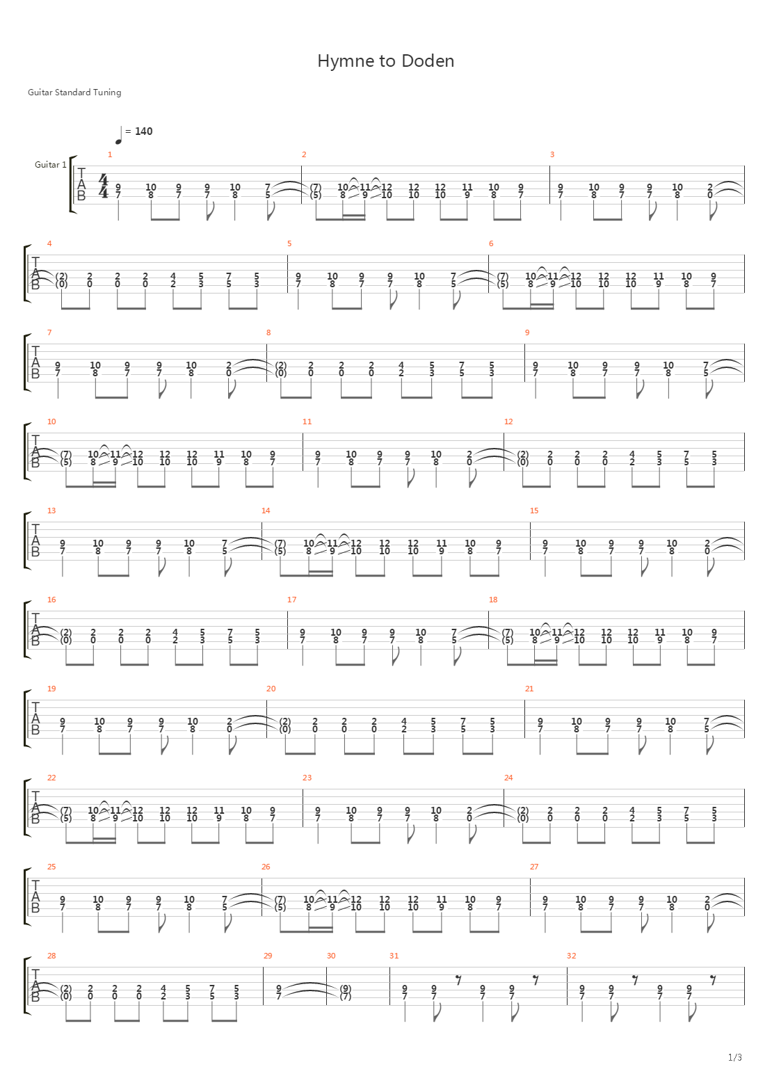 Hymne To Doden吉他谱