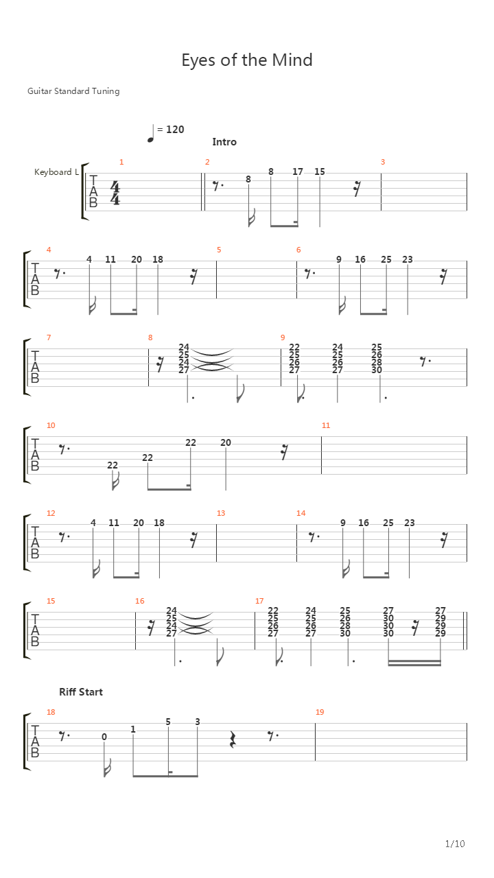 Eyes Of The Mind吉他谱