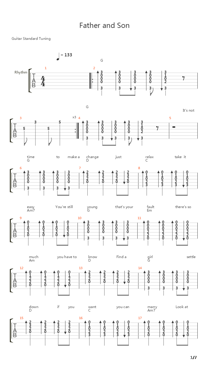 Father And Son吉他谱
