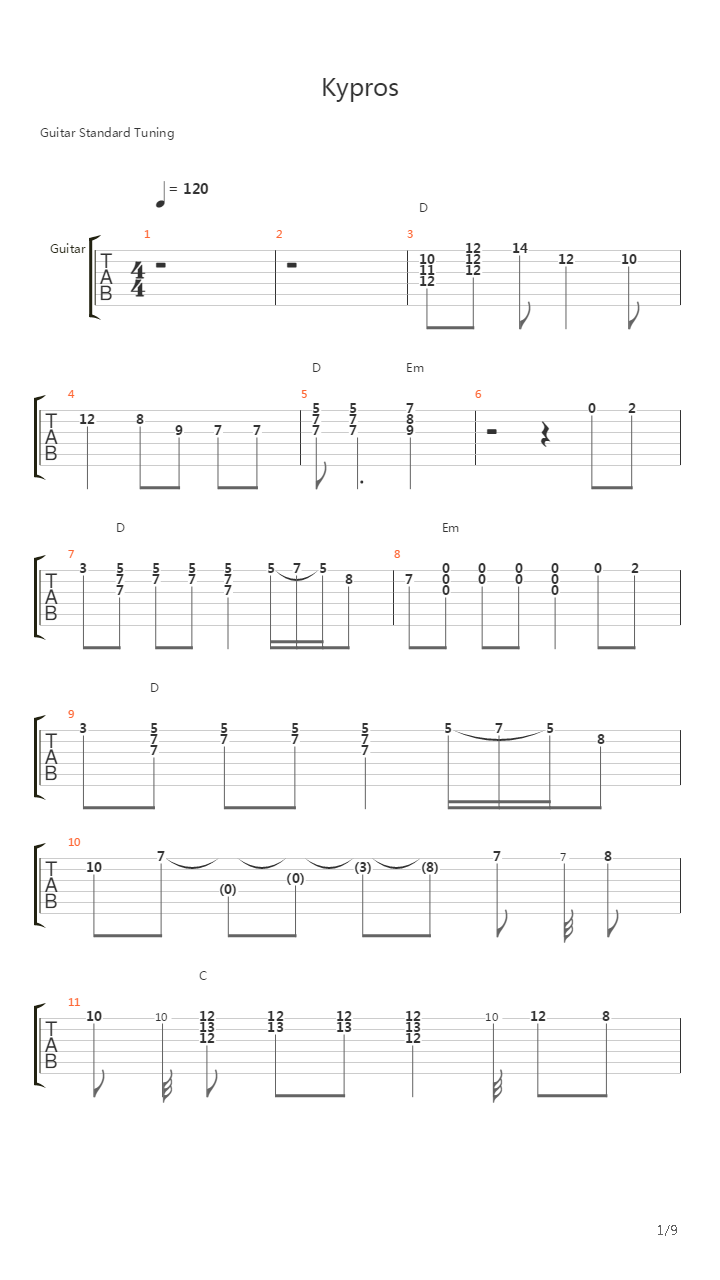 Kypros吉他谱