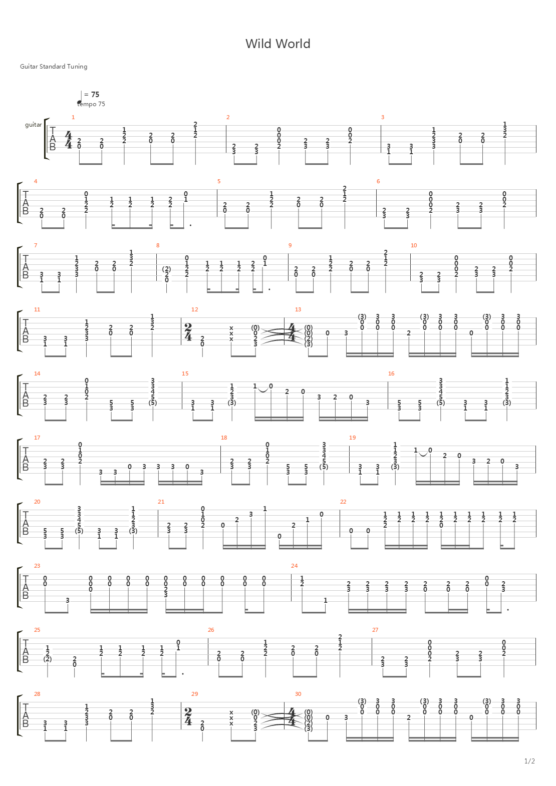 Wild World吉他谱