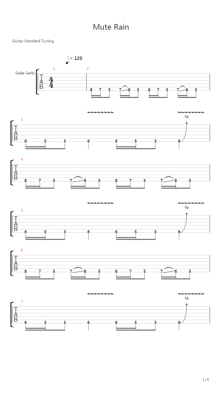 Mute Rain吉他谱