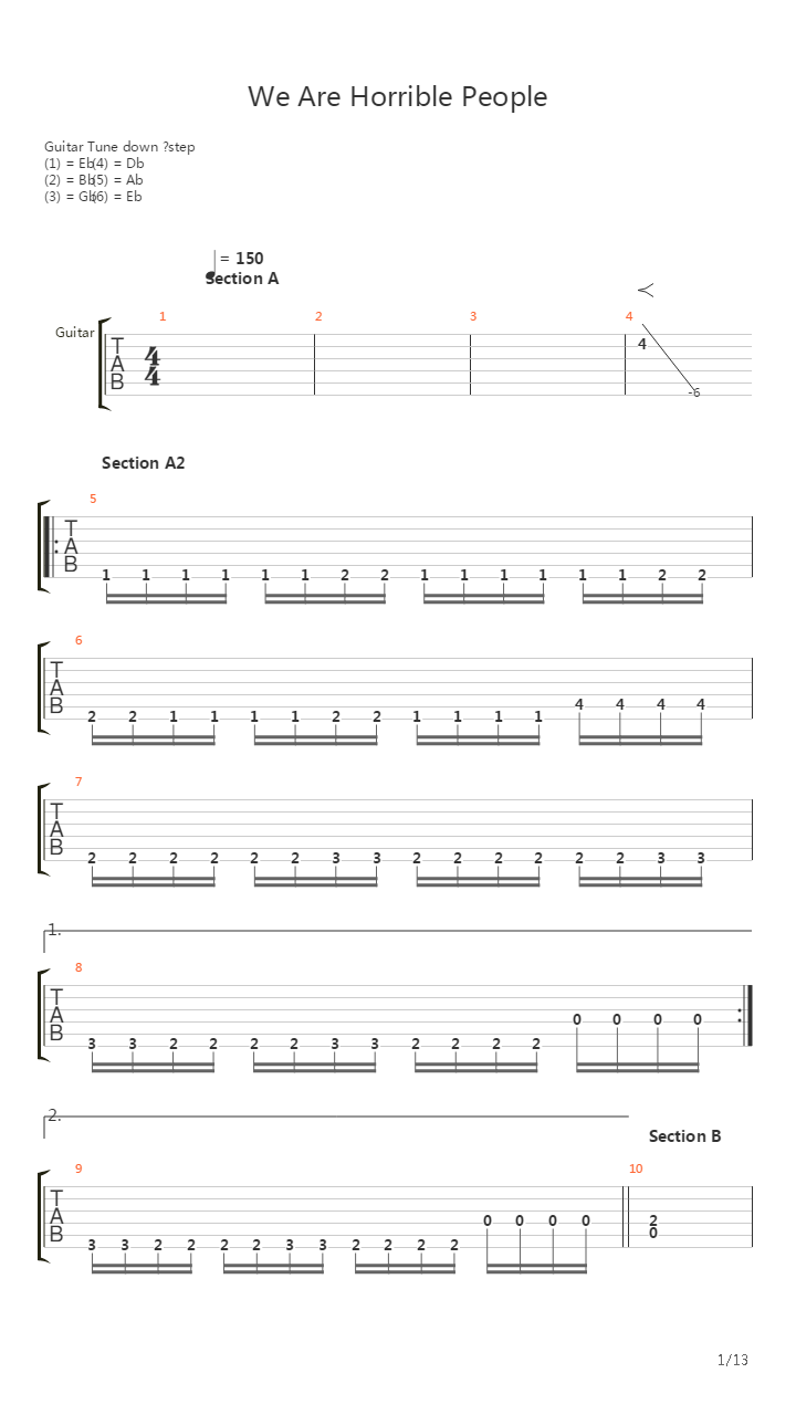 We Are Horrible People吉他谱