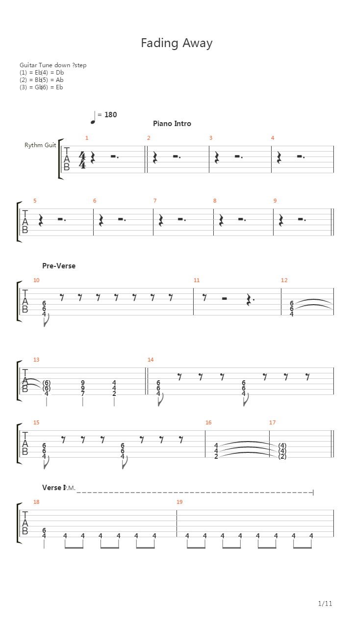 Fading Away吉他谱