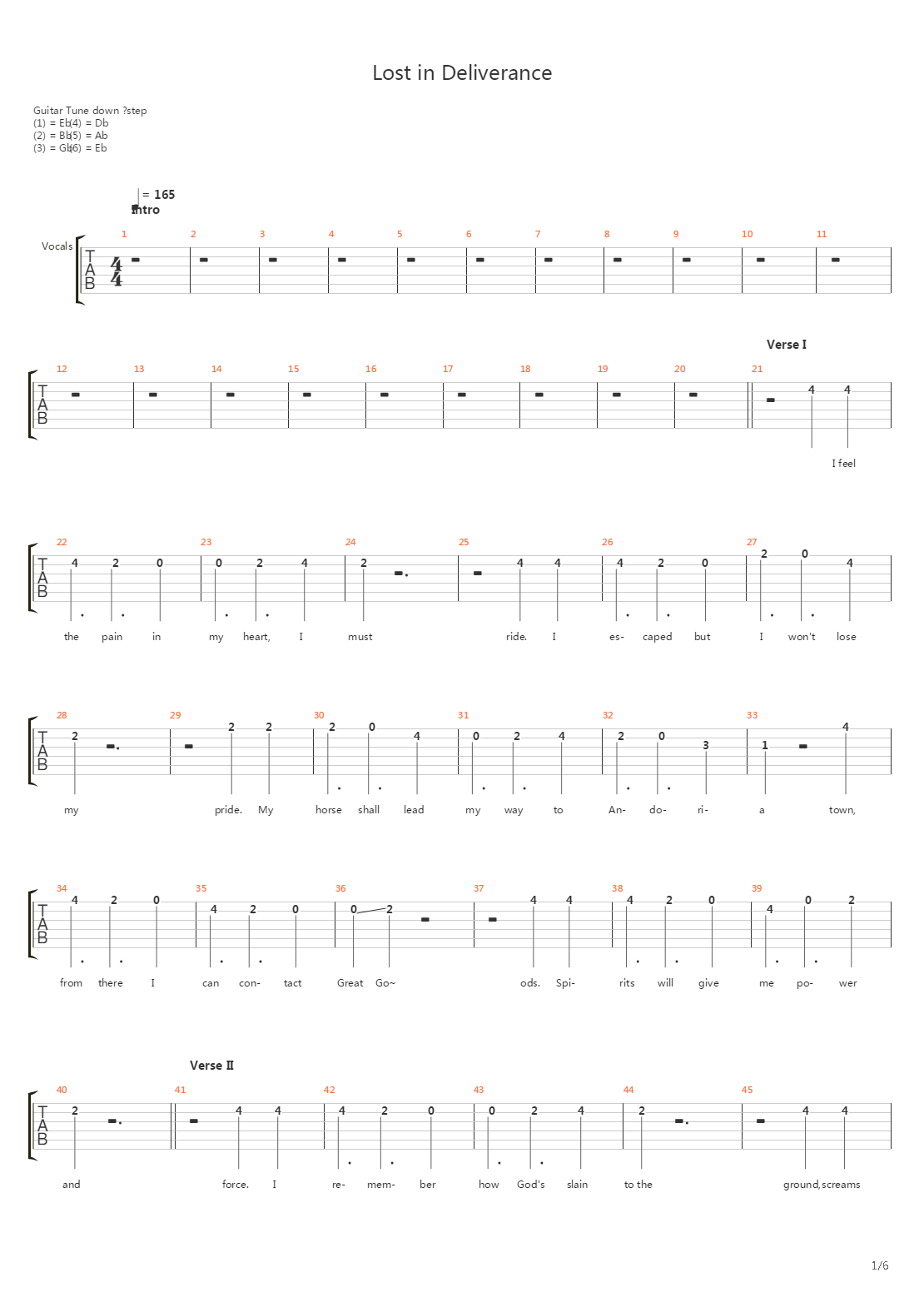 Lost In Deliverance吉他谱