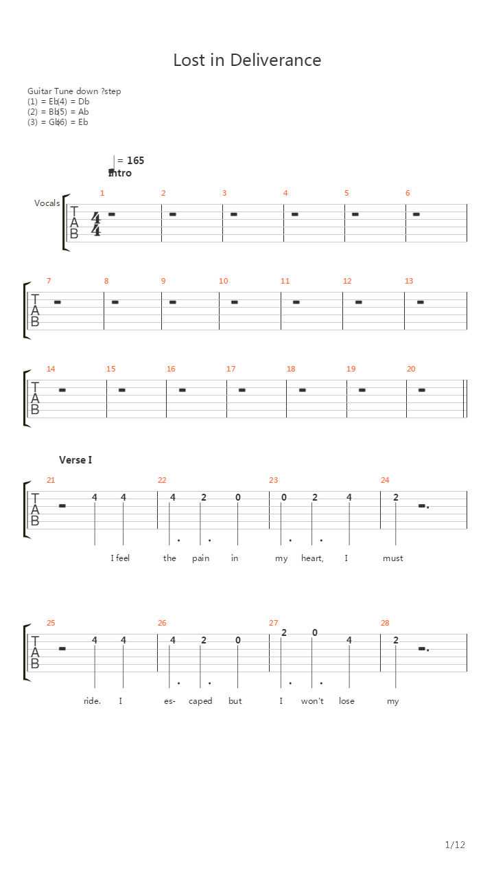 Lost In Deliverance吉他谱
