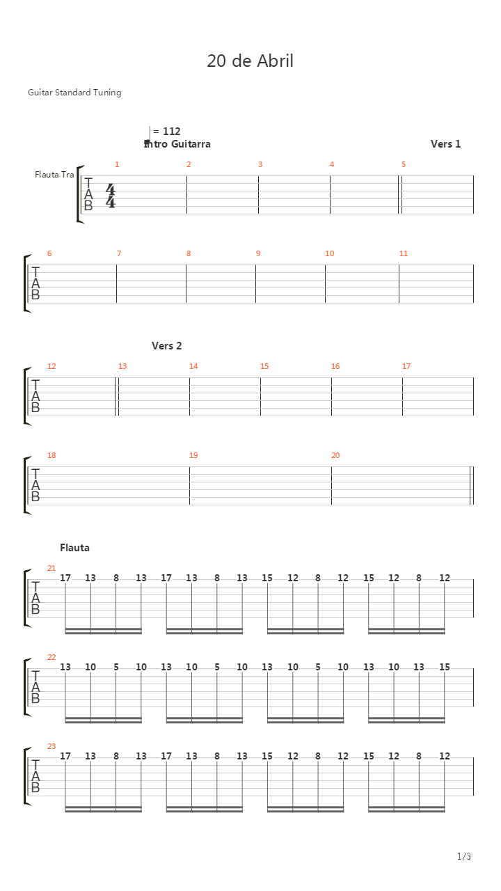 20 De Abril吉他谱