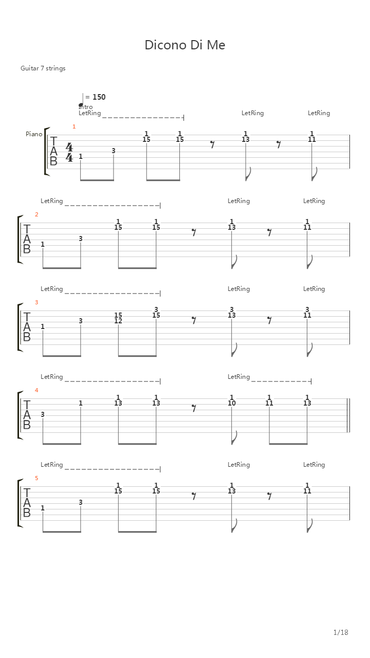 Dicono Di Me吉他谱