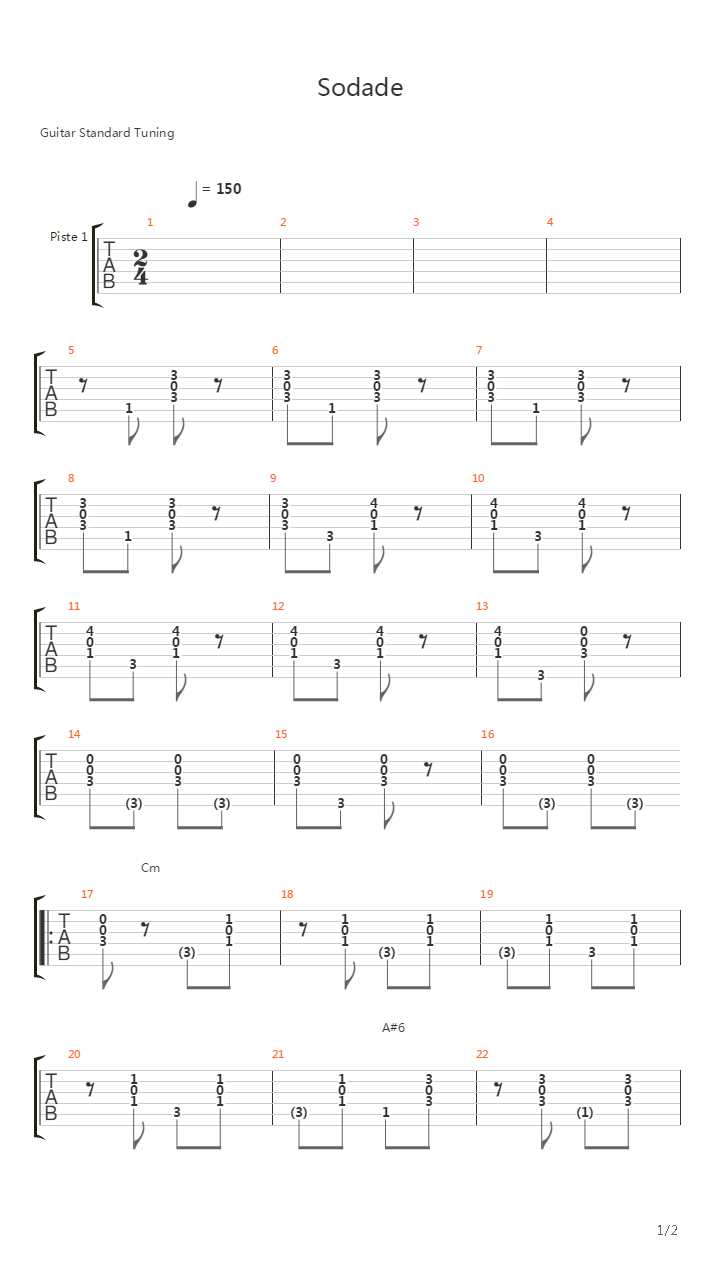 Sodade吉他谱