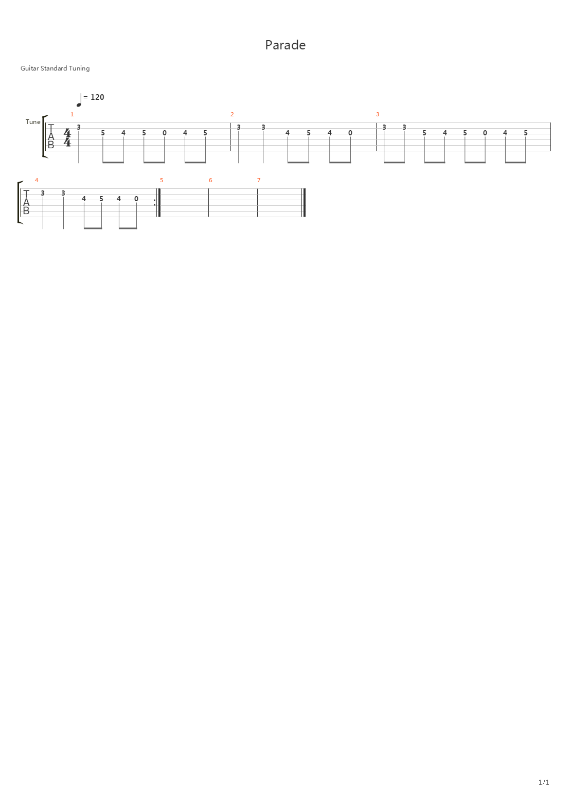 Parade吉他谱