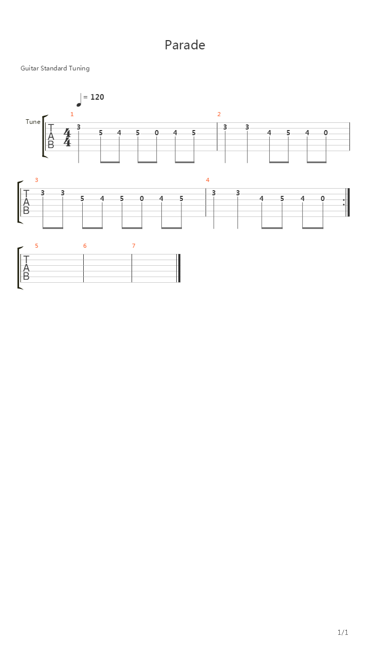 Parade吉他谱