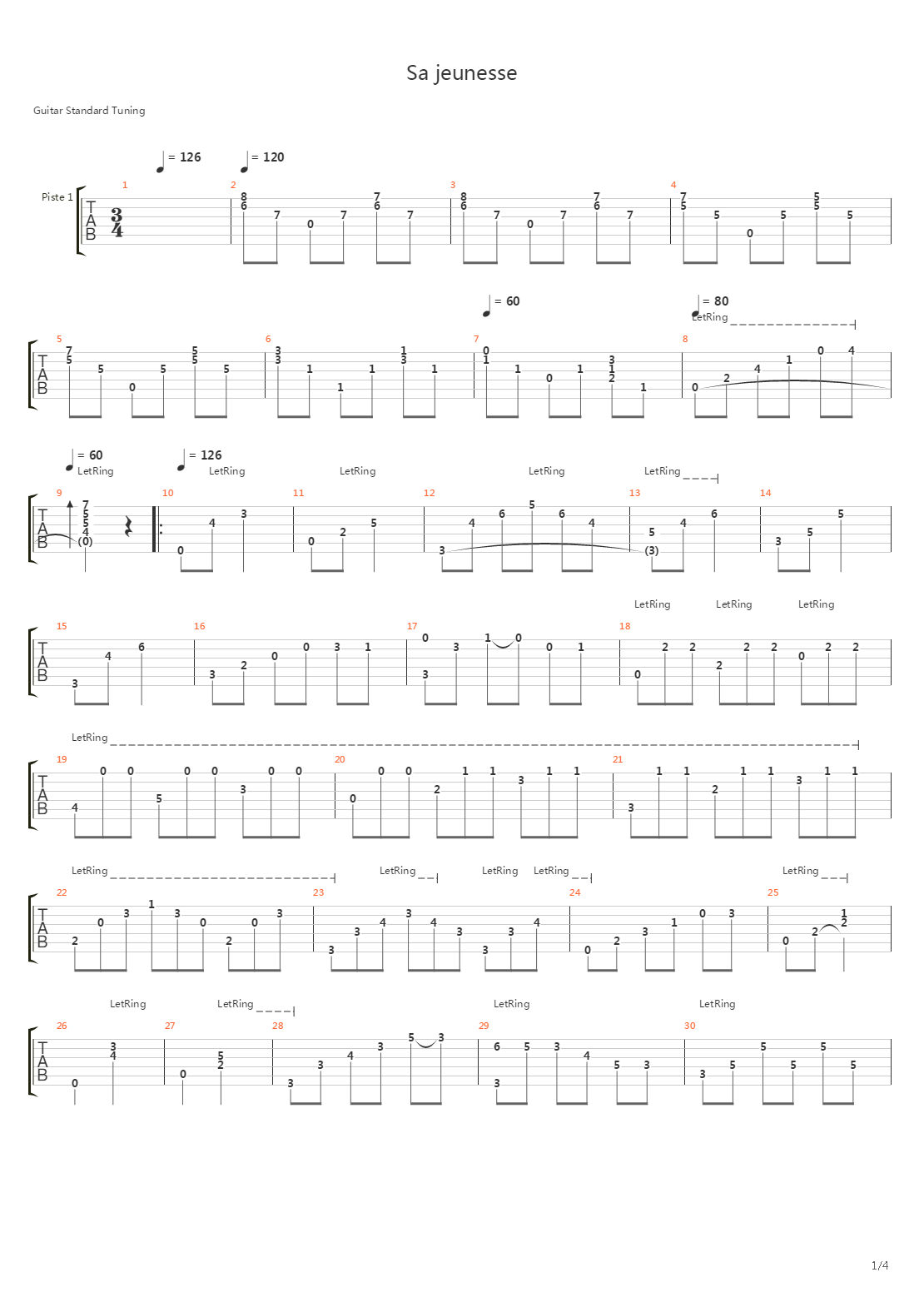 Sa Jeunesse吉他谱