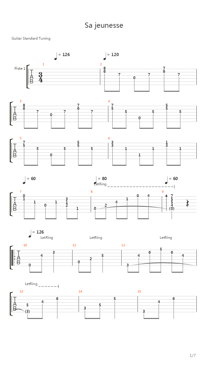 Sa Jeunesse吉他谱