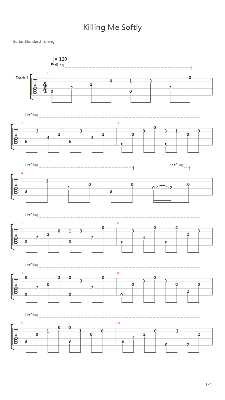 Killing Me Softly With His Song吉他谱