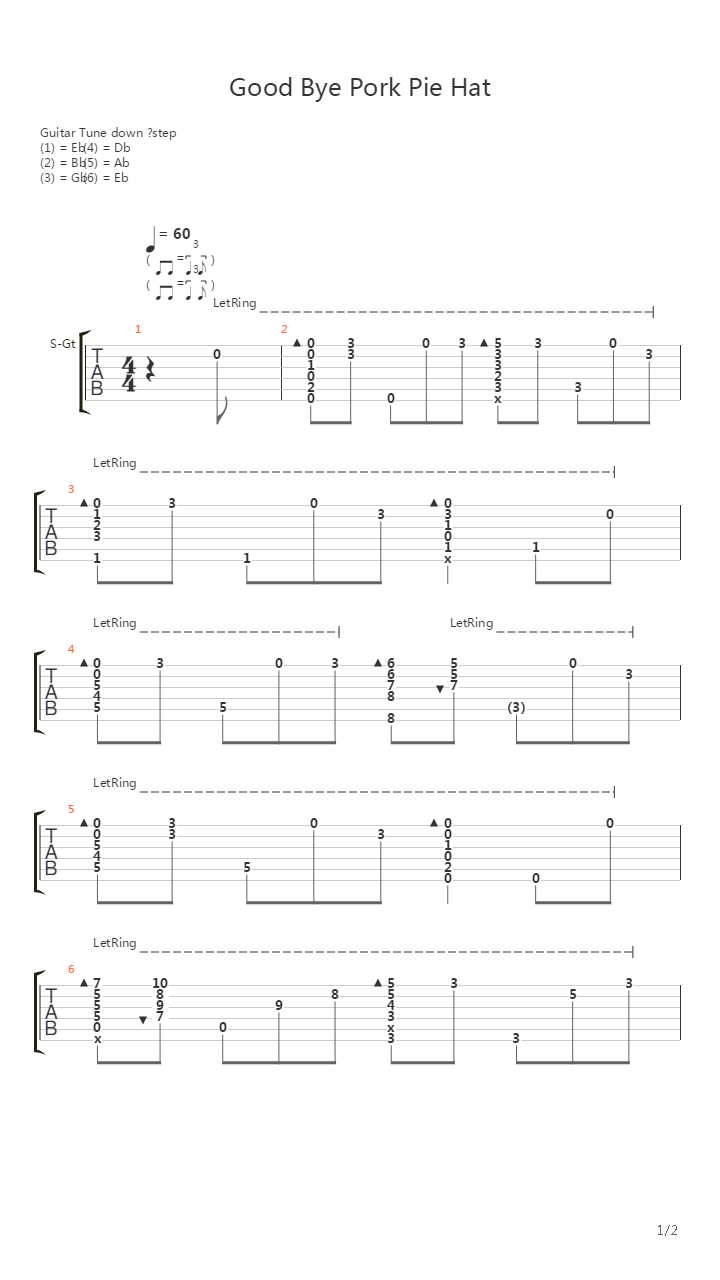 Goodbye Pork Pie Hat吉他谱