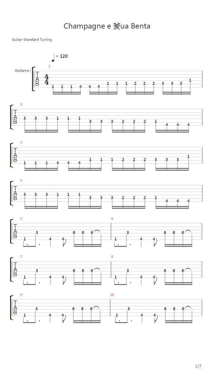 Champagne E Gua Benta吉他谱