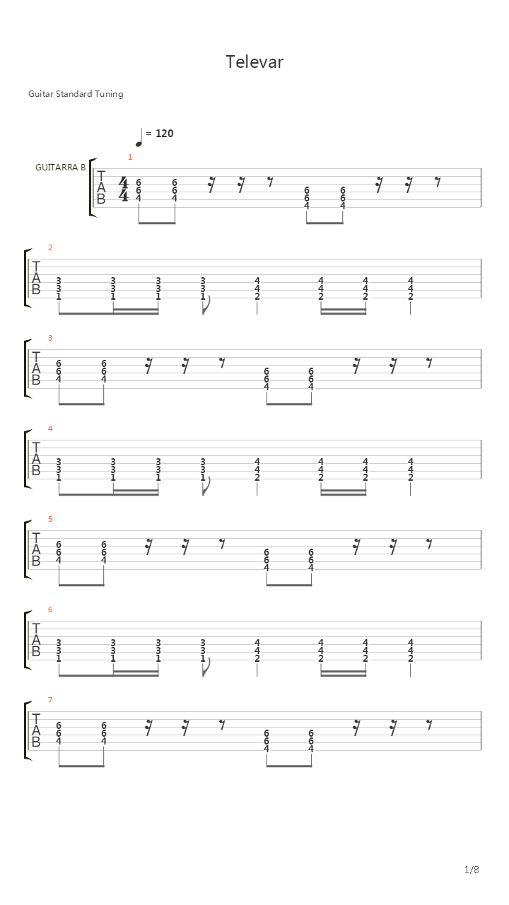 Televar吉他谱