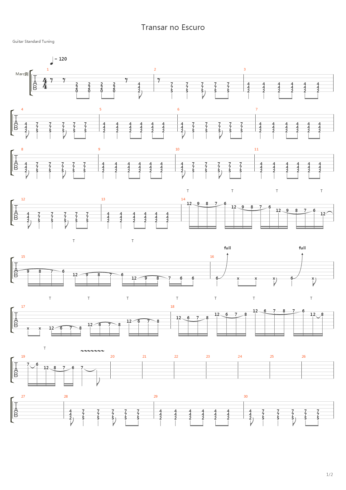 Transar No Escuro吉他谱