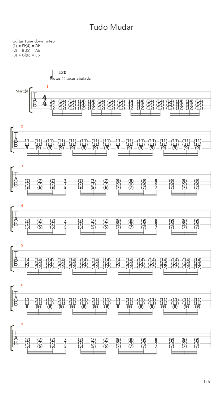 Tudo Mudar吉他谱