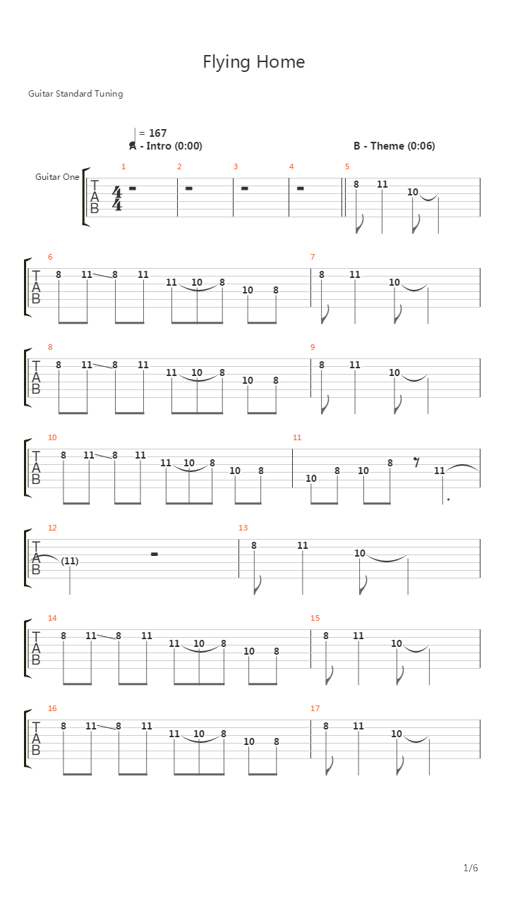 Flying Home吉他谱