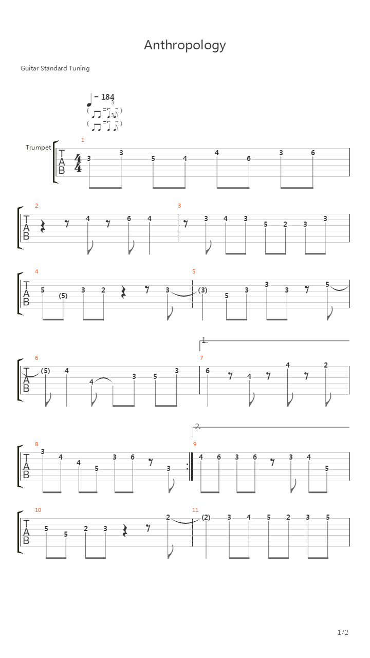 Anthropology吉他谱