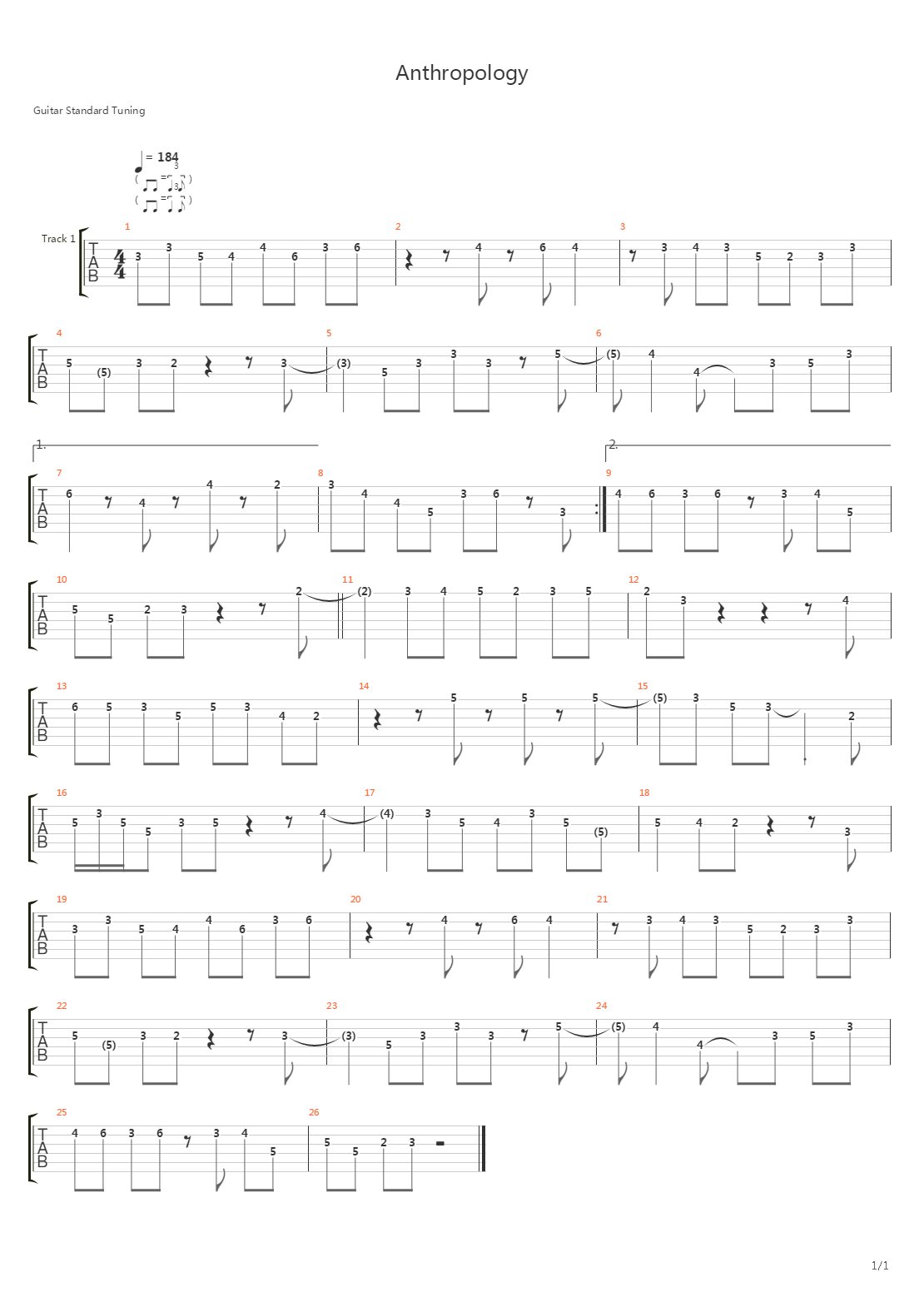 Anthropology吉他谱
