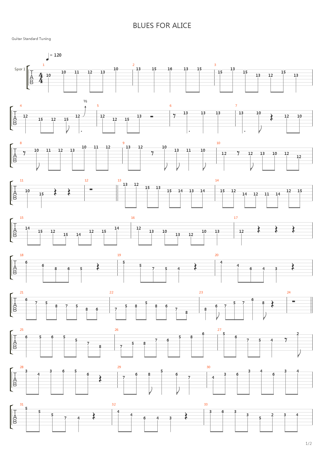 Blues For Alice吉他谱