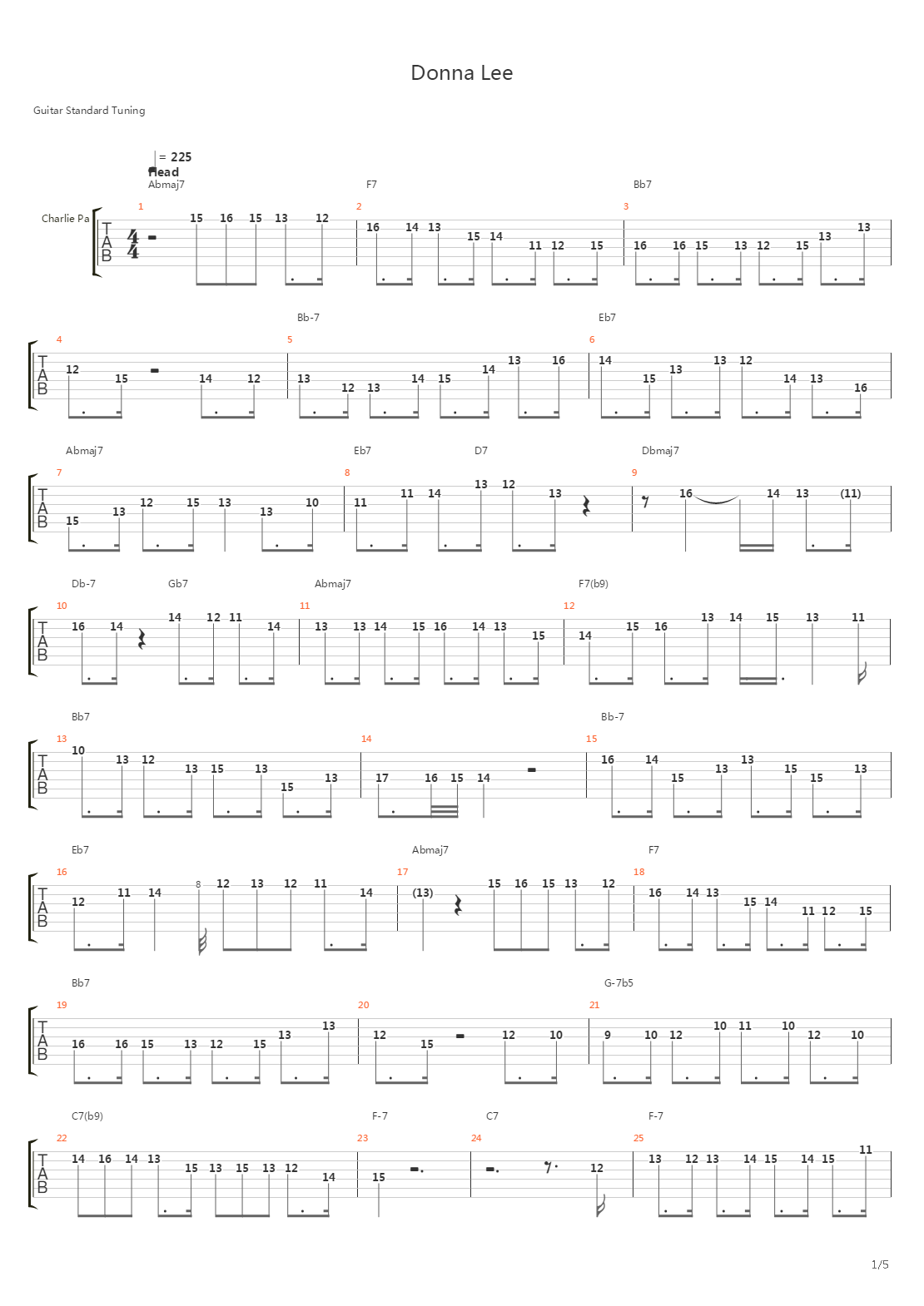 Donna Lee吉他谱