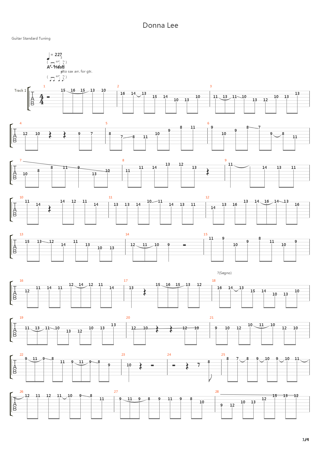 Donna Lee吉他谱