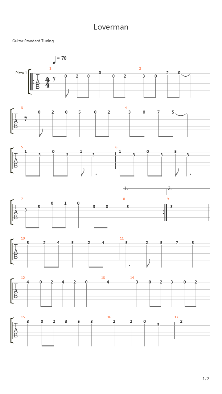 Loverman吉他谱