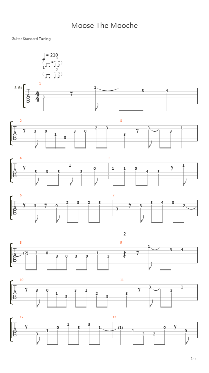 Moose The Mooche吉他谱