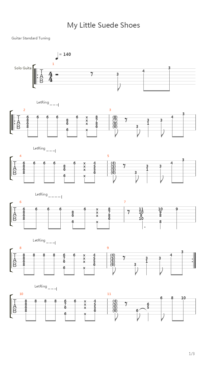 My Little Suede Shoes吉他谱