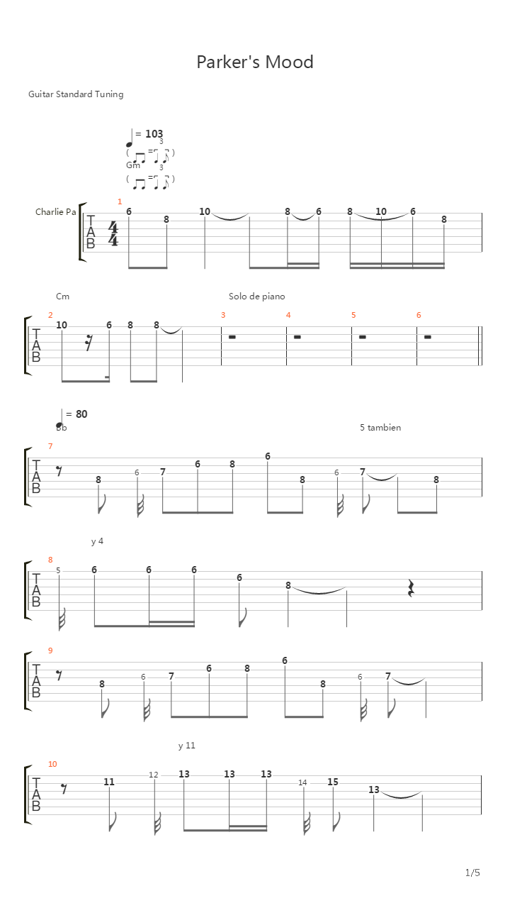 Parkers Mood吉他谱