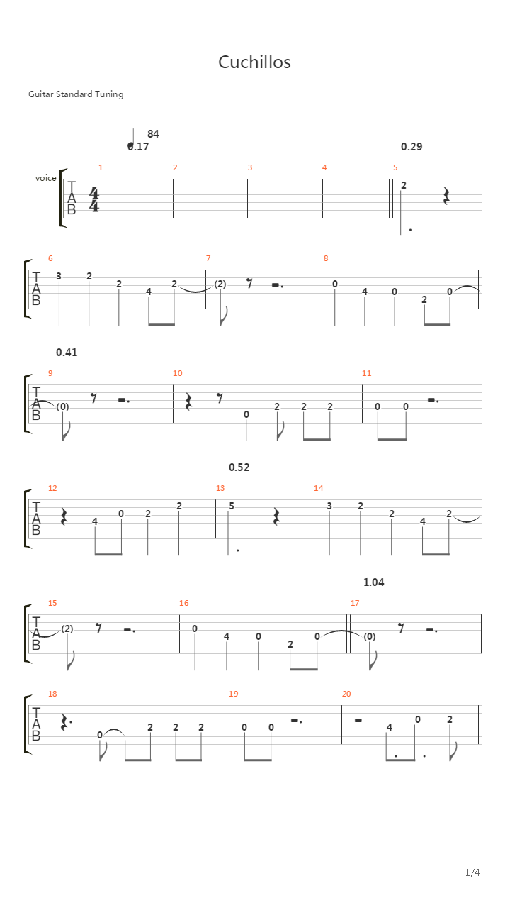 Cuchillos吉他谱