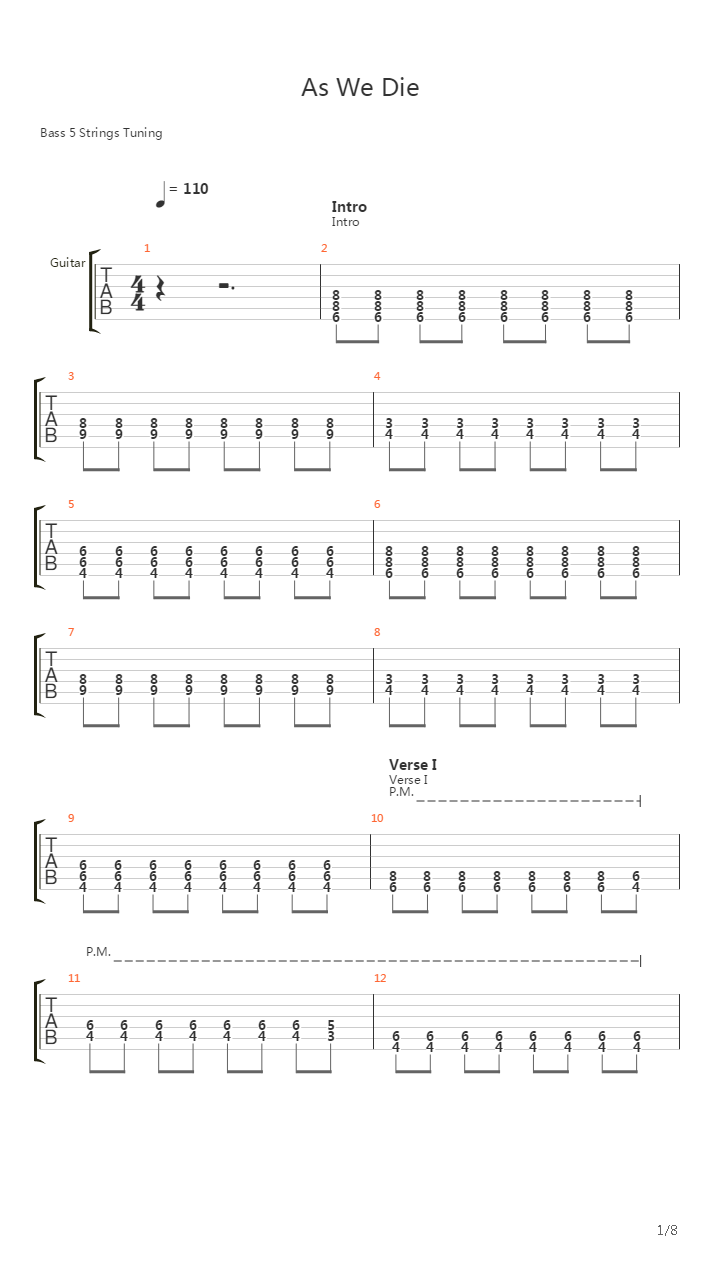As We Die吉他谱