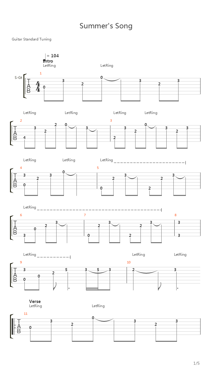 Summers Song吉他谱