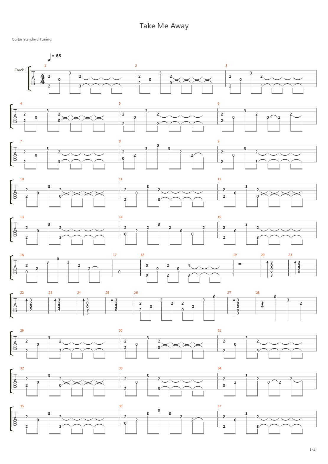 Take Me Away吉他谱