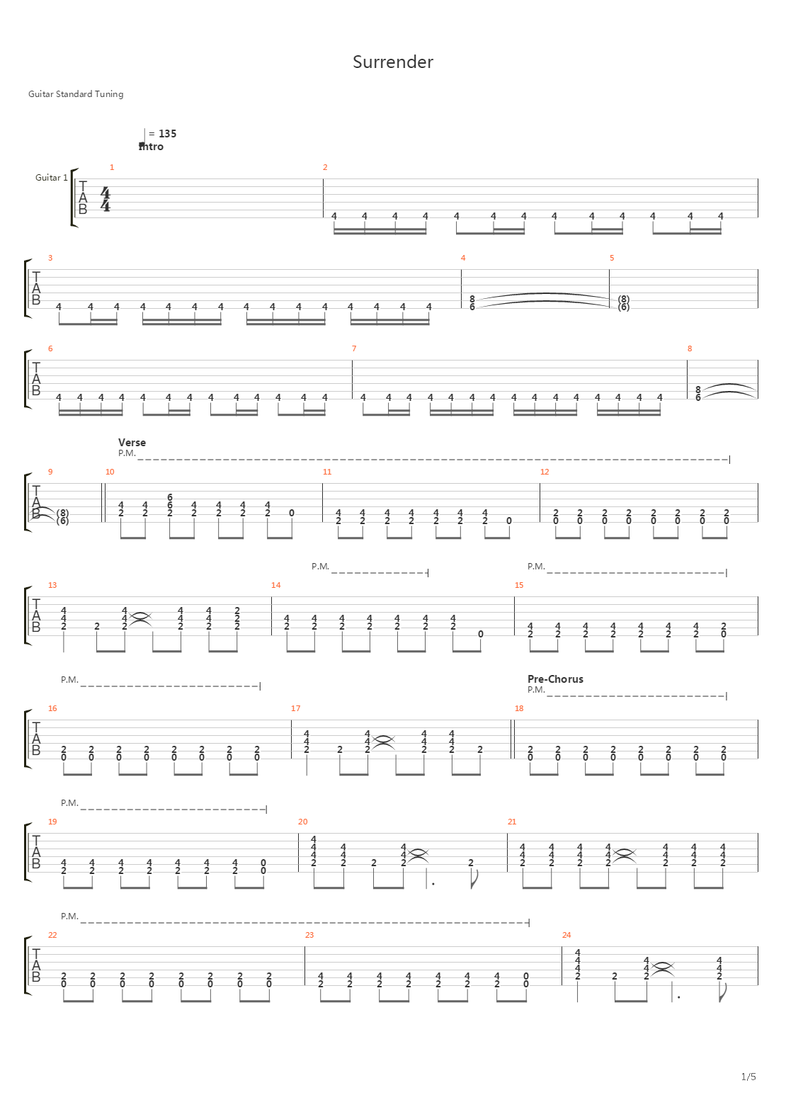 Surrender吉他谱
