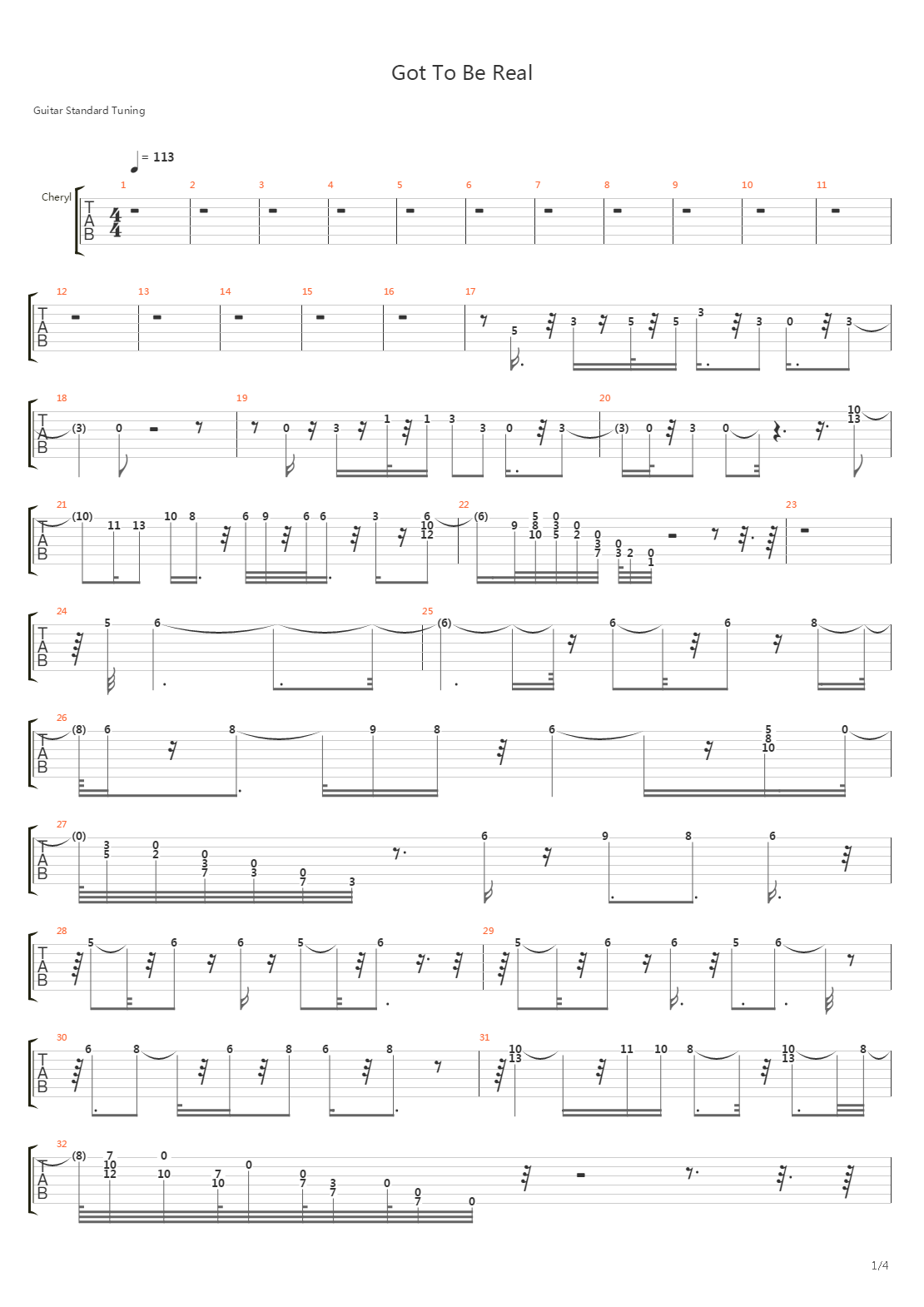 Got To Be Real吉他谱