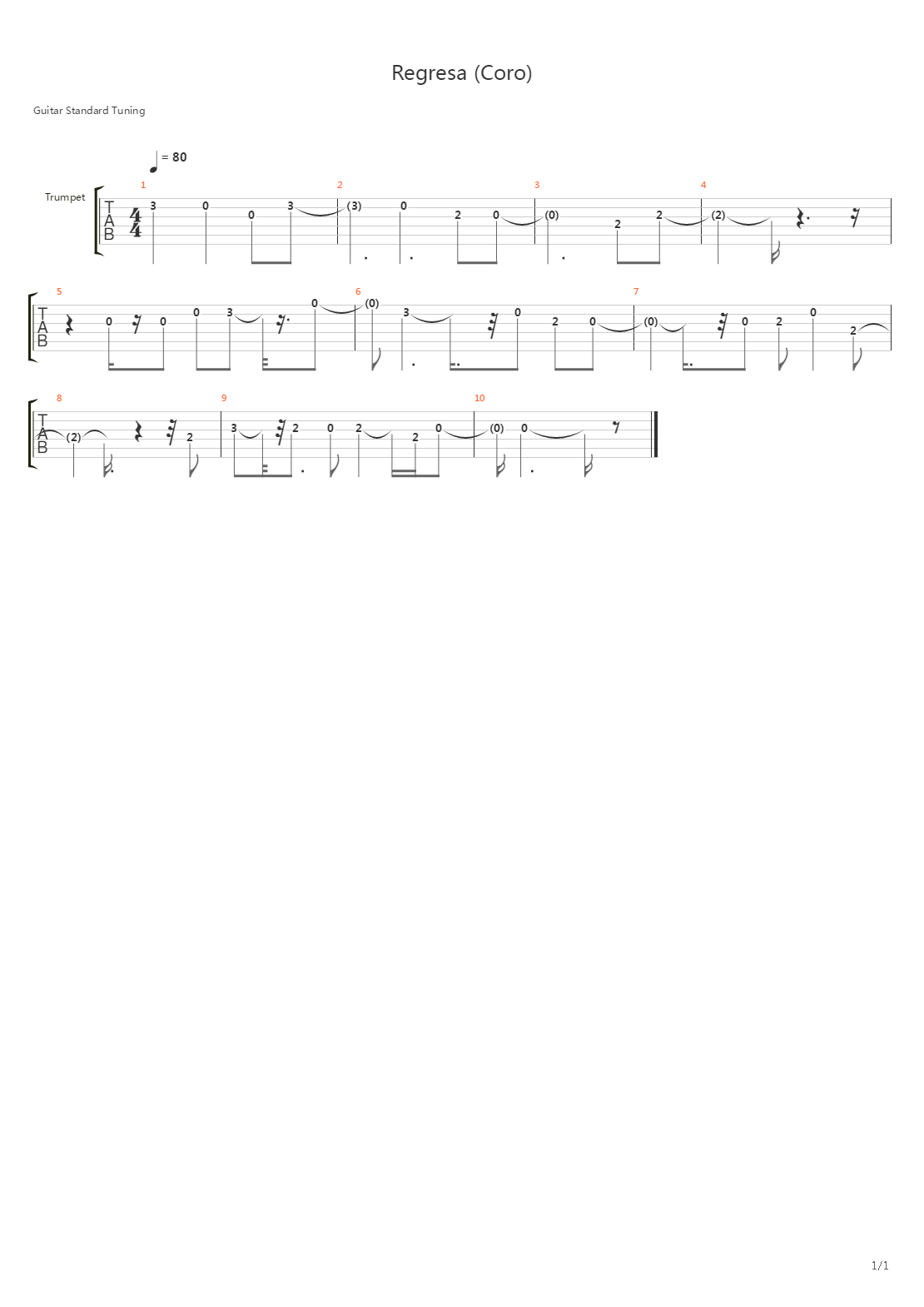 Regresa吉他谱