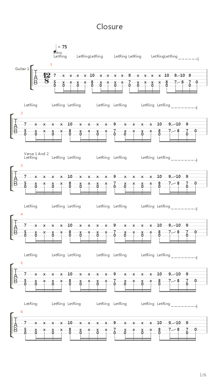 Closure吉他谱