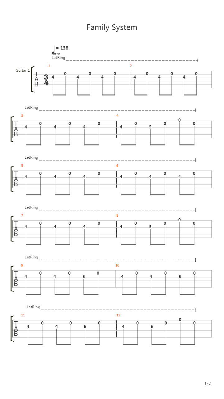 Family System吉他谱