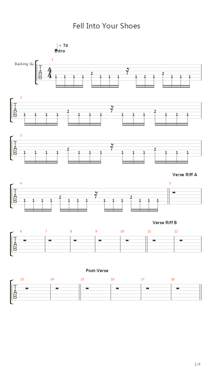 Fell Into Your Shoes吉他谱