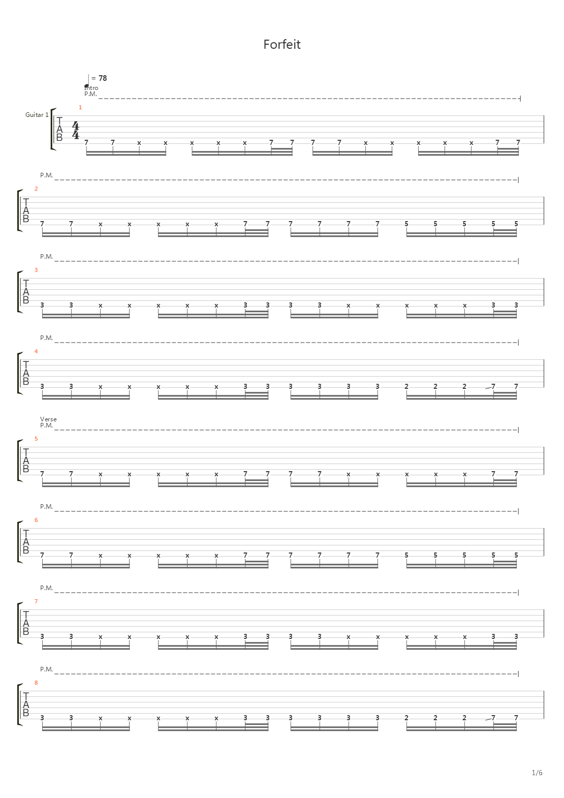 Forfeit吉他谱