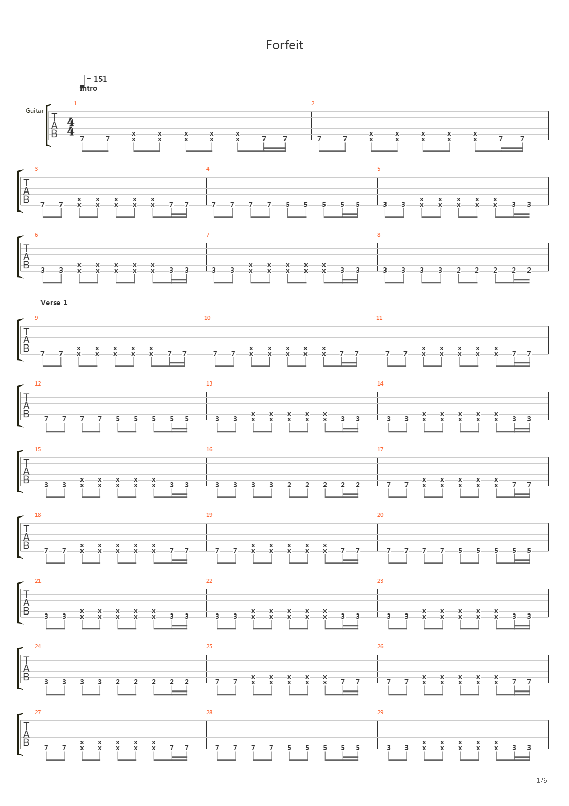 Forfeit吉他谱