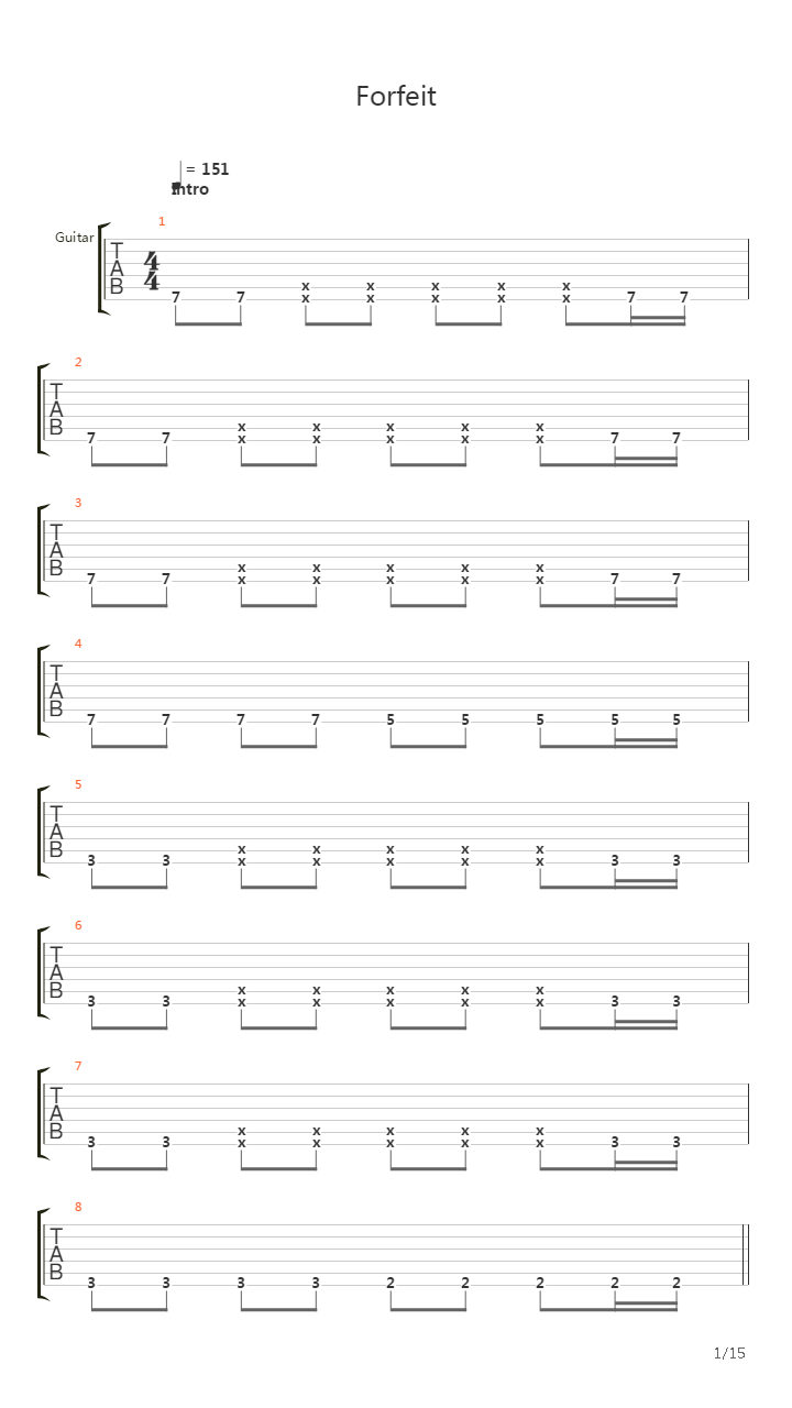 Forfeit吉他谱