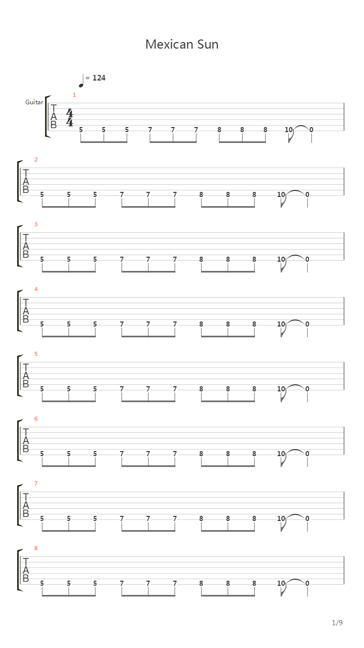 Mexican Sun吉他谱