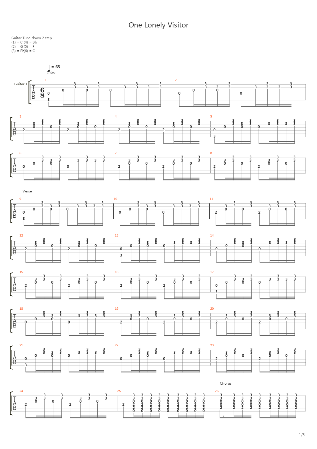 One Lonely Visitor吉他谱