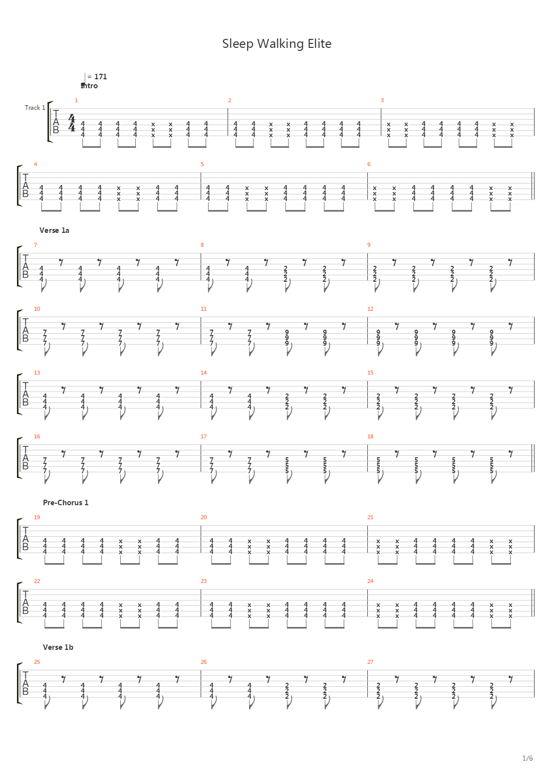 Sleep Walking Elite吉他谱
