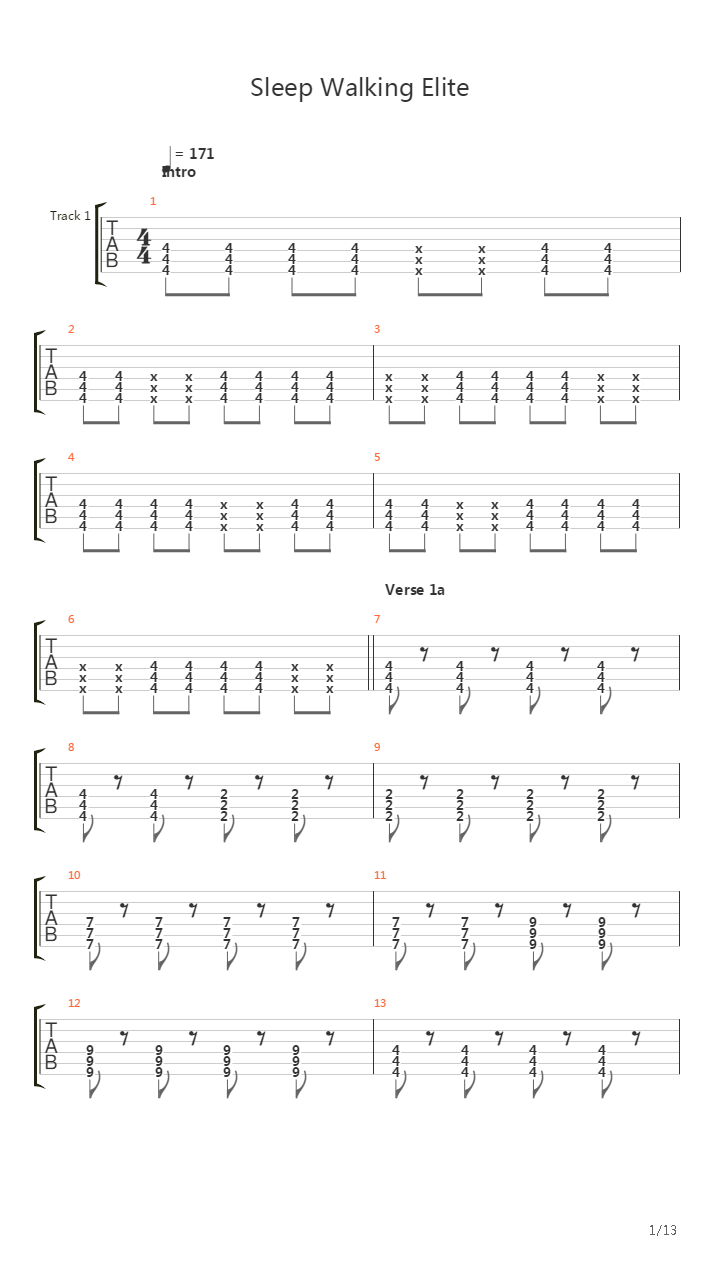 Sleep Walking Elite吉他谱